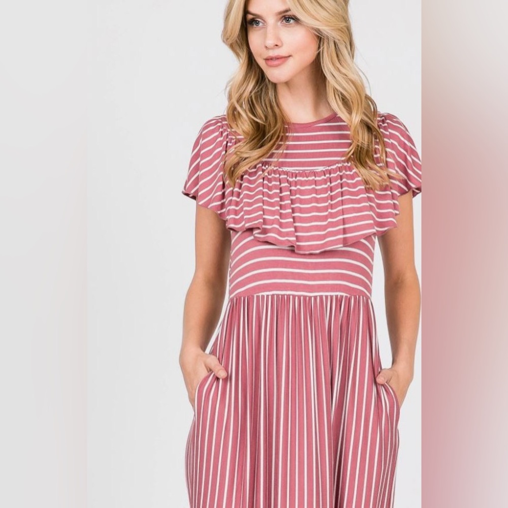 Striped Ruffle Top Maxi Dress - Picture 3 of 3